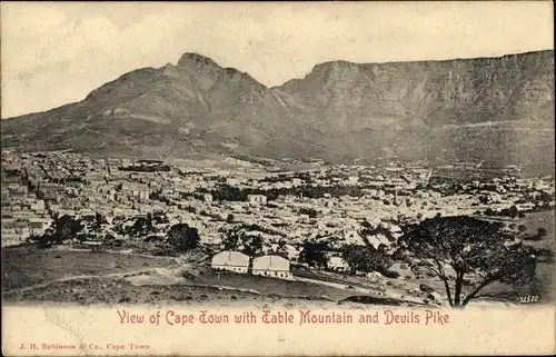 Ak Cape Town Kapstadt Südafrika, Cape Town with Table Mountain and Devils Pike