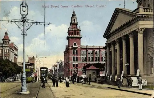 Ak Durban Südafrika, West Street Corner Gardiner Street