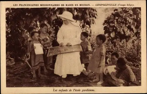 Ak Léopoldville Kinshasa DR Kongo Zaire, Franciscaines Missionnaires, Enfants de l´École gardienne