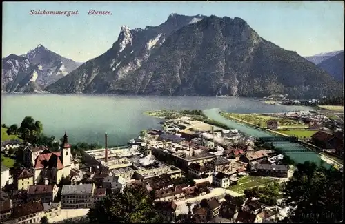 Ak Ebensee in Oberösterreich, Panorama, Salzkammergut