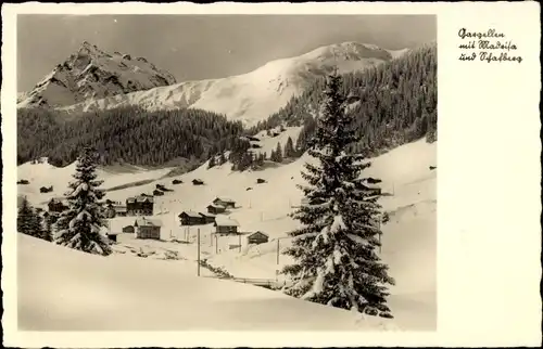 Ak Gargellen Montafon Vorarlberg, mit Madrisa und Schafberg