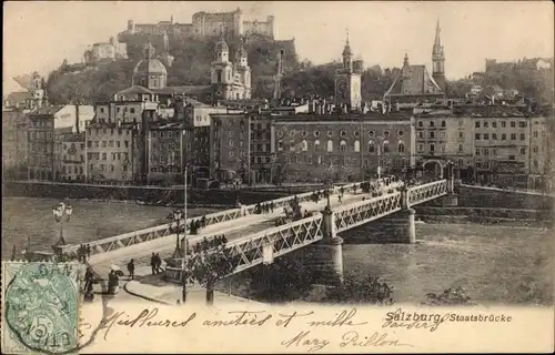 Ak Salzburg in Österreich, Staatsbrücke