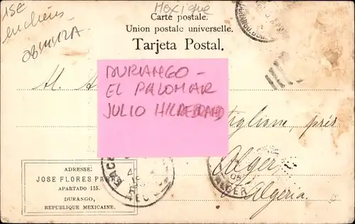 Ak Durango Mexiko, El Palomar Julio Hildebrand