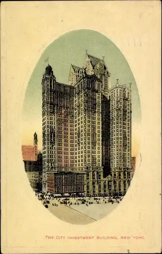 Präge Ak New York City USA, The City Investment Building