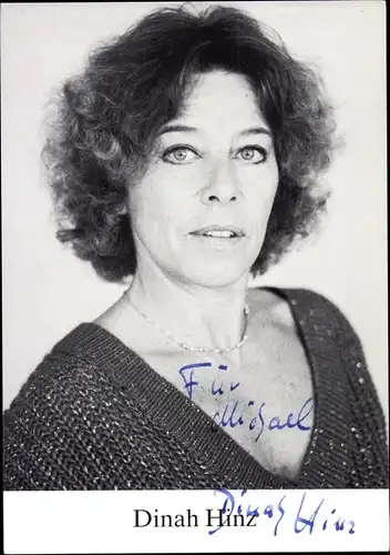 Ak Schauspielerin Dinah Hinz, Portrait, Autogramm