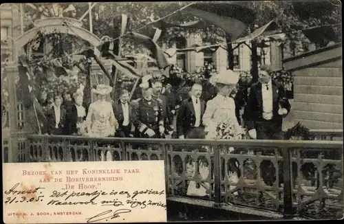 Ak Bezoek van het Koninklijk Paar aan de Roeivereeniging De Hoop, Adel Niederlande