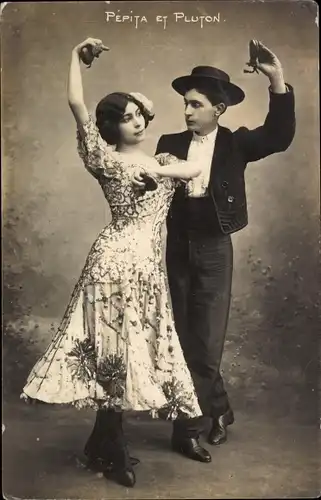 Ak Pepita et Pluton, Tänzer in spanischen Trachten