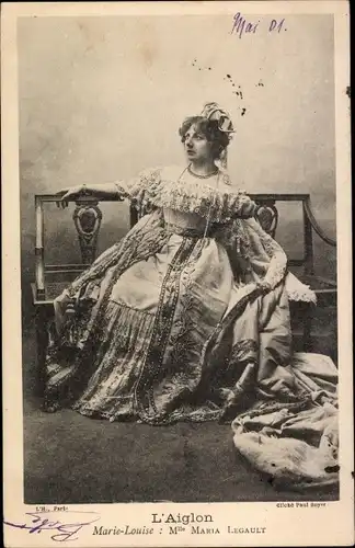 Ak Theaterszene L'Aiglon, Schauspielerin Maria Legault als Marie Louise