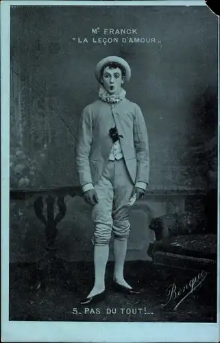 Ak Schauspieler Franck, La Lecon d'Amour, Theaterszene
