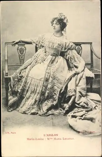 Ak Theaterszene L'Aiglon, Schauspielerin Maria Legault als Marie Louise