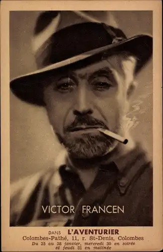 Ak Schauspieler Victor Francen, Portrait mit Zigarette