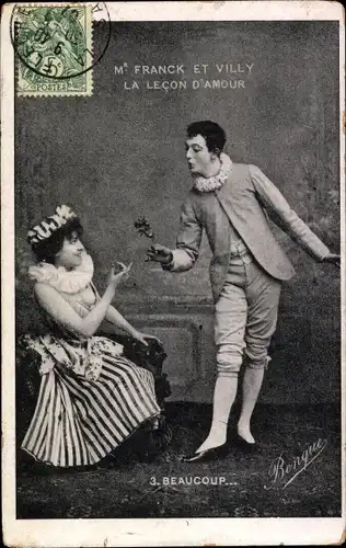 Ak Schauspieler Franck und Villy, Theaterszene, La Lecon d'Amour
