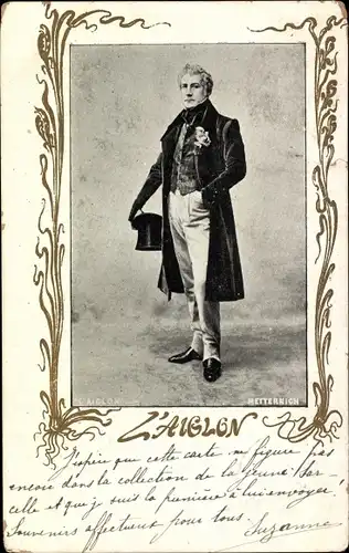 Passepartout Ak Schauspieler als Metternich, Theaterszene, L'Aiglon