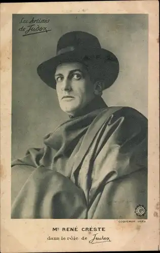 Ak Schauspieler Rene Creste, Portrait als Judex