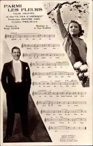 Lied Ak Schauspieler Albert Préjean, Parmi les fleurs, Valse du film Un fils d'Amérique