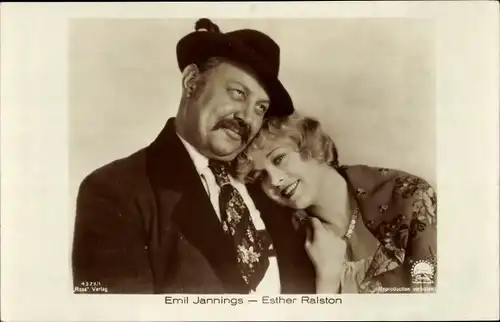Ak Schauspieler Emil Jannings und Esther Ralston, Portrait