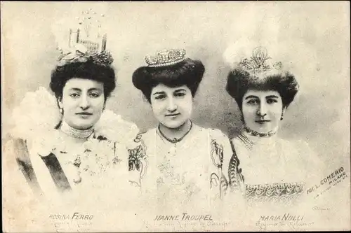 Ak Rosina Ferro, Jeanne Troupel, Maria Nulli, Mi Careme, Portrait