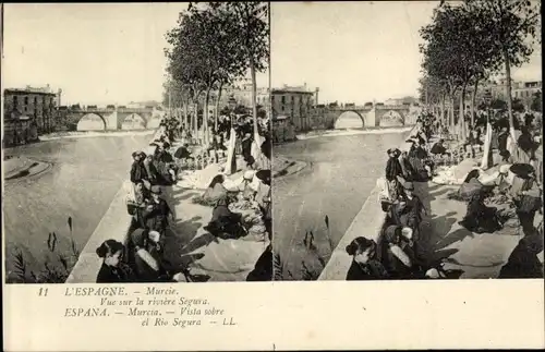 Stereo Ak Murcia Spanien, Vue sur la Rivière Segura