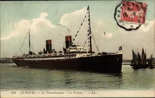 Ak Le Havre, Paquebot Provence, Dampfschiff, CGT, French Line