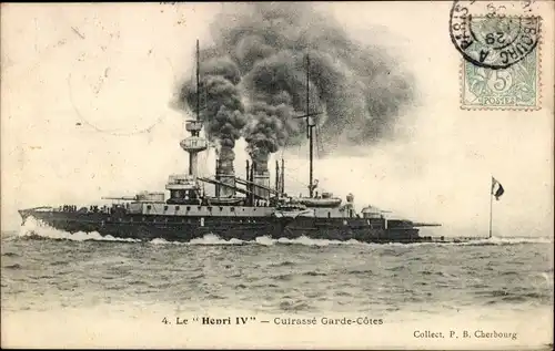 Ak Französisches Kriegsschiff, Henri IV, Cuirasse Garde Cotes