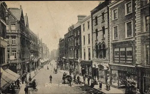 Ak Dublin Irland, Grafton Street, Straßenpartie, Geschäfte