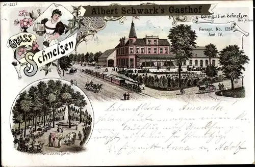 Litho Hamburg Eimsbüttel Schnelsen, Gasthof, Gartenpartie