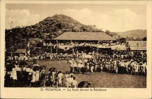 Ak Moamoa Apia Samoa, La foule devant la Residence