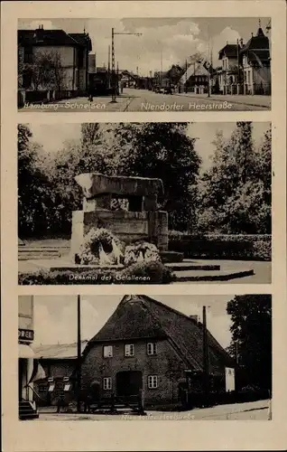 Ak Hamburg Eimsbüttel Schnelsen, Niendorfer Heerstraße, Denkmal der Gefallenen