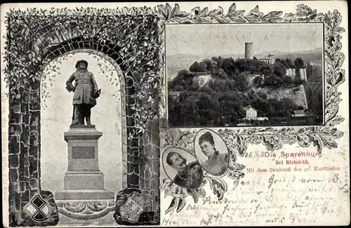 Ak Bielefeld, Sparrenberg, Sparrenburg, Sparenburg, Denkmal des gr. Kurfürsten, Kaiserpaar