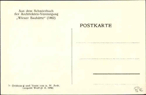 Künstler Ak Leopold Wolf, Schmierbuch Architektenvereinigung Wiener Bauhütte Ermittlung Lichteinfall