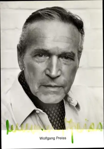 Ak Schauspieler Wolfgang Preiss, Portrait, Autogramm