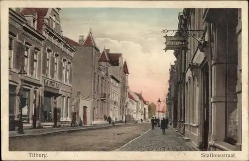 Ak Tilburg Nordbrabant Niederlande, Stationsstraat