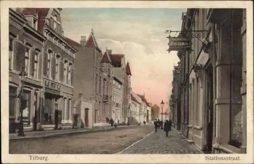 Ak Tilburg Nordbrabant Niederlande, Stationsstraat