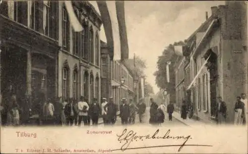 Ak Tilburg Nordbrabant Niederlande, Zomerstraat, Passanten