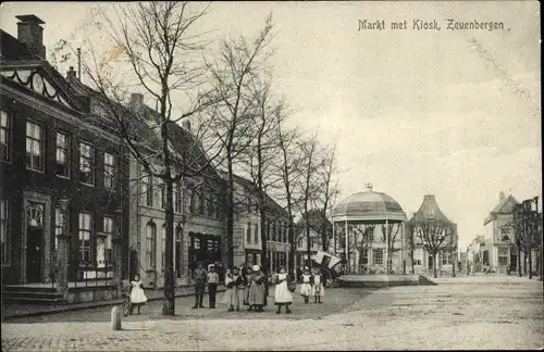 Ak Zevenbergen Nordbrabant, Markt met Kiosk