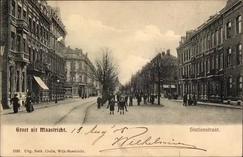 Ak Maastricht Limburg Niederlande, Stationstraat