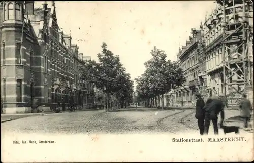 Ak Maastricht Limburg Niederlande, Stationstraat