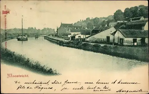 Ak Maastricht Limburg Niederlande, Häuser am Kanal