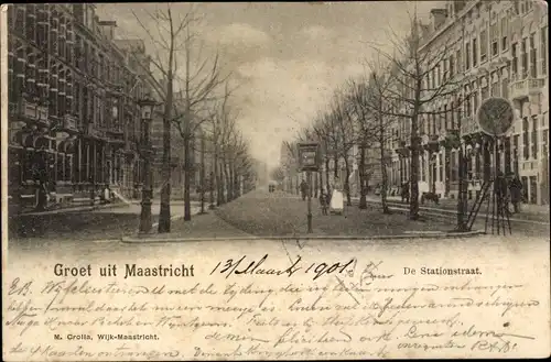 Ak Maastricht Limburg Niederlande, Stationstraat