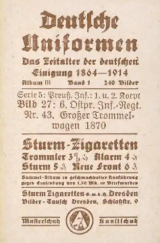 Sammelbild Deutsche Uniformen, Album III Band 1 Bild 27, 6. Ostpr. Gren. Rgt. 43