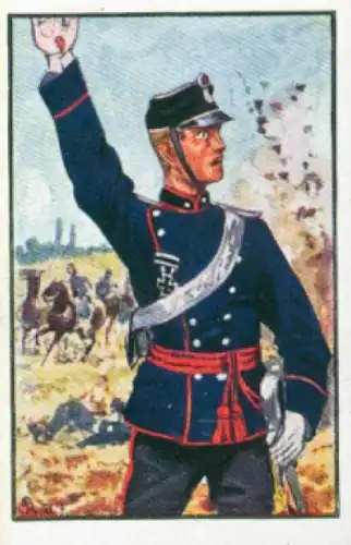 Sammelbild Deutsche Uniformen, Album III Band 1 Bild 162, Artillerie Leutnant 1870, Württemb.