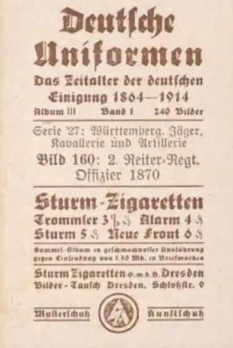 Sammelbild Deutsche Uniformen, Album III Band 1 Bild 160, 2. Reiter Regt., Württemb. 1870