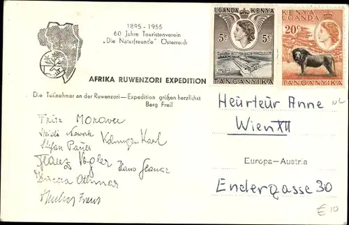 Ak Afrika Ruwenzori Expedition, 60 Jahre Touristenverein Die Naturfreunde Österreich, Afrikaner