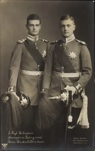 Ak Kronprinz Georg und Prinz Friedrich Christian von Sachsen