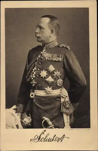 Ak General von Schubert, Portrait in Uniform, Orden