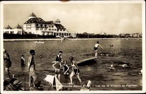 Ak Knokke Zoute Westflandern, Albert Plage, Lac de la Victoire et Pavillon