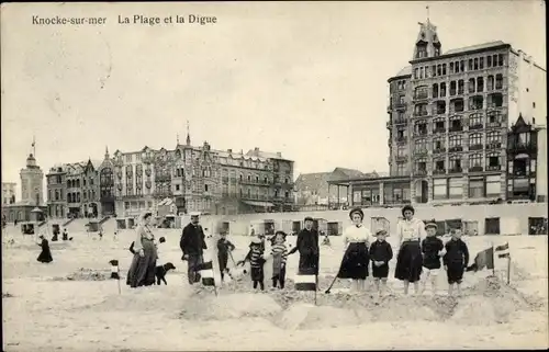 Ak Knokke Heist Heyst Knocke sur Mer Westflandern, La Plage et la Digue