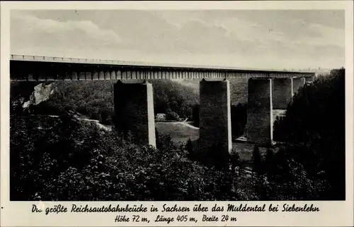 Ak Siebenlehn Großschirma in Sachsen, Reichsautobahnbrücke Muldental