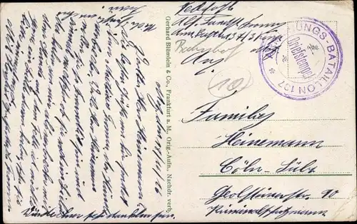 Ak Stempel Deutsche Feldpost 1. WK, Armierungsbataillon 187
