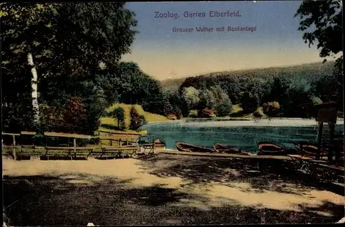 Ak Elberfeld Wuppertal, Zoolog. Garten, Großer Weiher mit Bootanlage